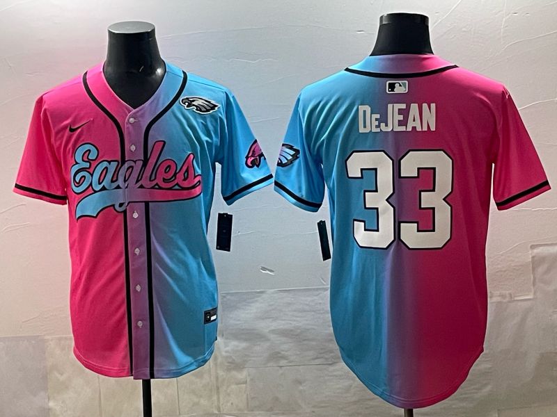 Men 2025 Philadelphia Eagles #33 Dejean Blue pink Nike Limited NFL Jersey style 010